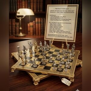 Greek Mythology Metal Chess Set - Gold & Silver